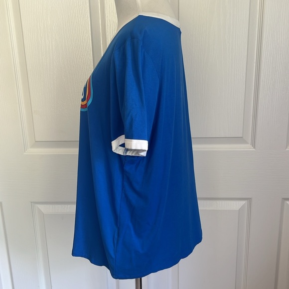 NWT Cannes France Blue and White Ringer Tee Shirt Forever Twenty One Plus Sz 2X - Picture 5 of 14